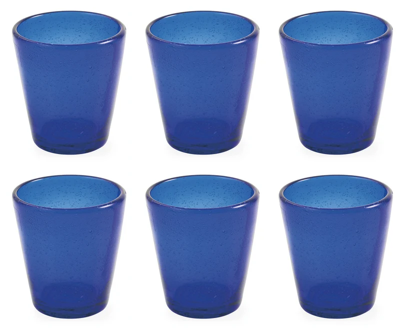 Set 6 Bicchieri Ø9x10 cm in Vetro Soffiato Villa d'Este Home Tivoli Cancun Blu