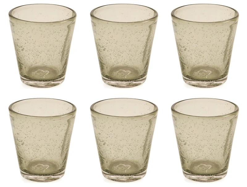 Set 6 Bicchieri Ø9x10 cm in Vetro Soffiato Villa d'Este Home Tivoli Cancun Grigi