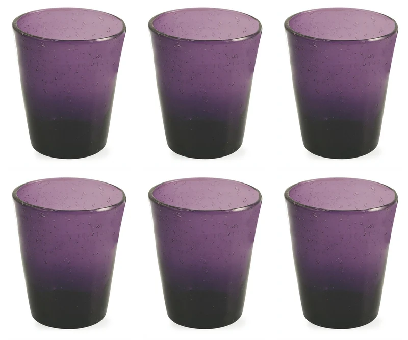 Set 6 Bicchieri Ø9x10 cm in Vetro Soffiato Villa d'Este Home Tivoli Cancun Viola