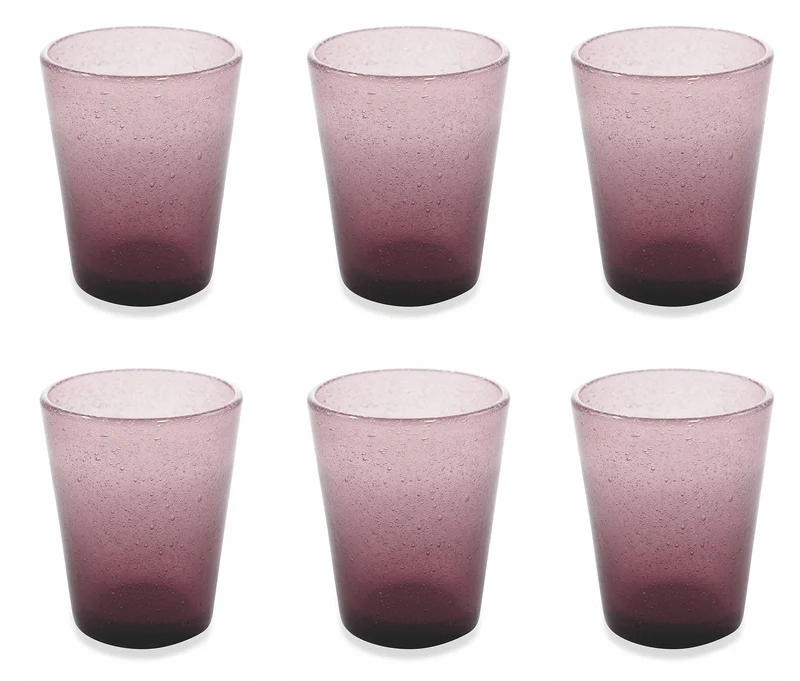 Set 6 Bicchieri Ø8x10 cm in Vetro Villa d'Este Home Tivoli Cancun Rosa