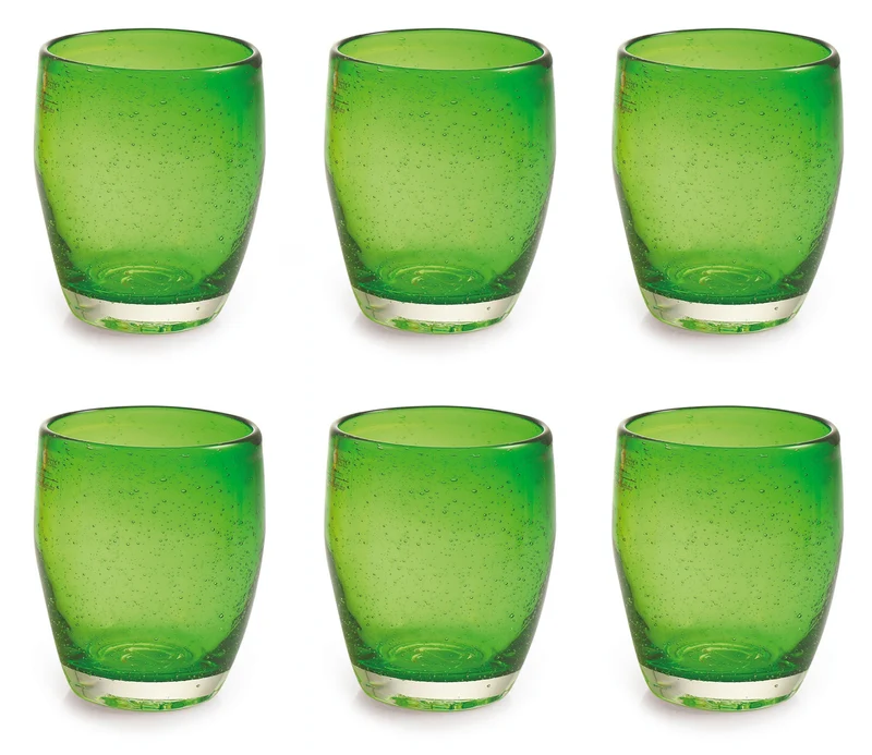 Set 6 Bicchieri Ø7,3x10 cm in Vetro Soffiato Villa d'Este Home Tivoli Acapulco Verdi