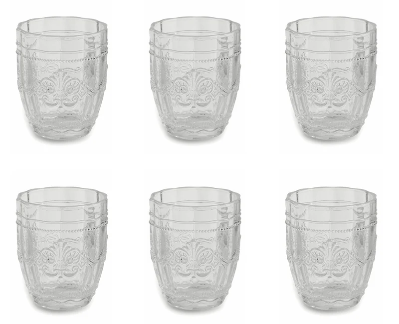Set 6 Bicchieri Ø8x10 cm in Vetro Villa d'Este Home Tivoli Syrah Trasparenti