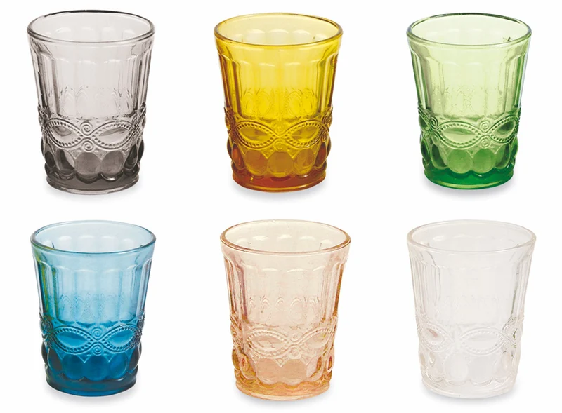 Set 6 Bicchieri Ø8x10 cm in Vetro Villa d'Este Home Tivoli Nobilis Multicolor
