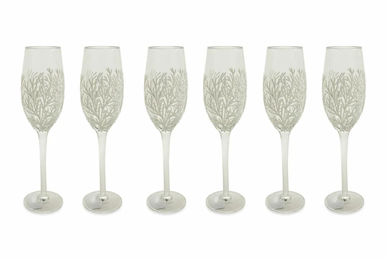 Set 6 Calici Ø5x24 cm in Vetro Villa d'Este Home Tivoli Mare Bianco