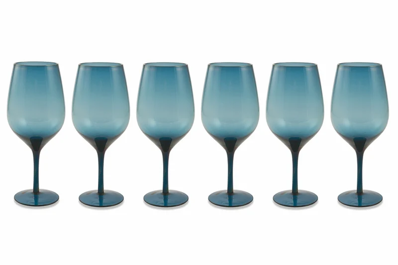Set 6 Calici Ø7x25 cm in Vetro Villa d'Este Home Tivoli Happy Hour Blu