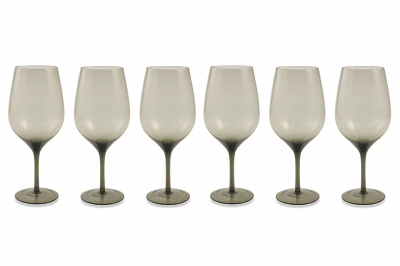 Set 6 Calici Ø7x25 cm in Vetro Villa d'Este Home Tivoli Happy Hour Grigi