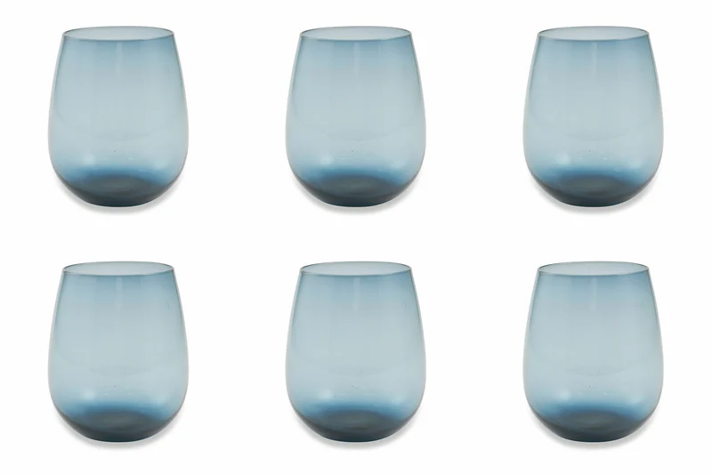 Set 6 Bicchieri Ø6x11 cm in Vetro Villa d'Este Home Tivoli Happy Hour Blu
