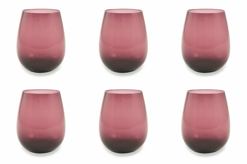 Set 6 Bicchieri Ø6x11 cm in Vetro Villa d'Este Home Tivoli Happy Hour Viola
