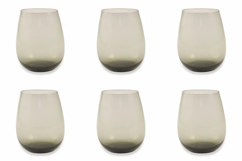 Set 6 Bicchieri Ø6x11 cm in Vetro Villa d'Este Home Tivoli Happy Hour Grigi