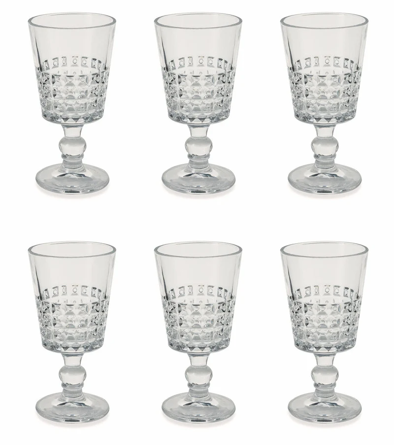Set 6 Calici Ø8,4x17 cm in Vetro Villa d'Este Home Tivoli Pixel Trasparente