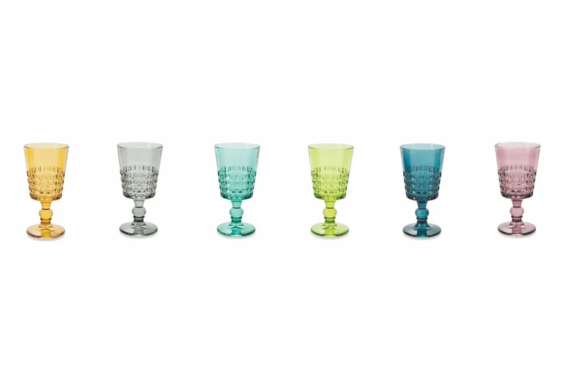 Set 6 Calici Ø8,4x17 cm in Vetro Villa d'Este Home Tivoli Pixel Multicolor