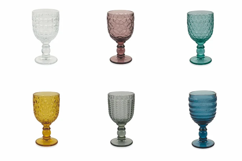 Set 6 Calici Ø8,4x17 cm in Vetro Villa d'Este Home Tivoli Geometie Multicolor