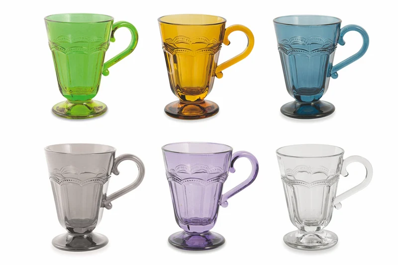 Set 6 Bicchieri con Manico in Vetro Villa d'Este Home Tivoli Duchessa Multicolor