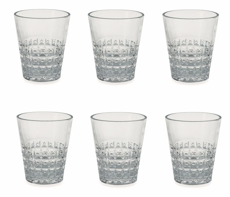 Set 6 Bicchieri Ø8,3x10 cm in Vetro Villa d'Este Home Tivoli Pixel Trasparente