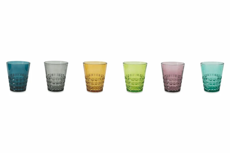 Set 6 Bicchieri Ø8,3x10 cm in Vetro Villa d'Este Home Tivoli Pixel Multicolor