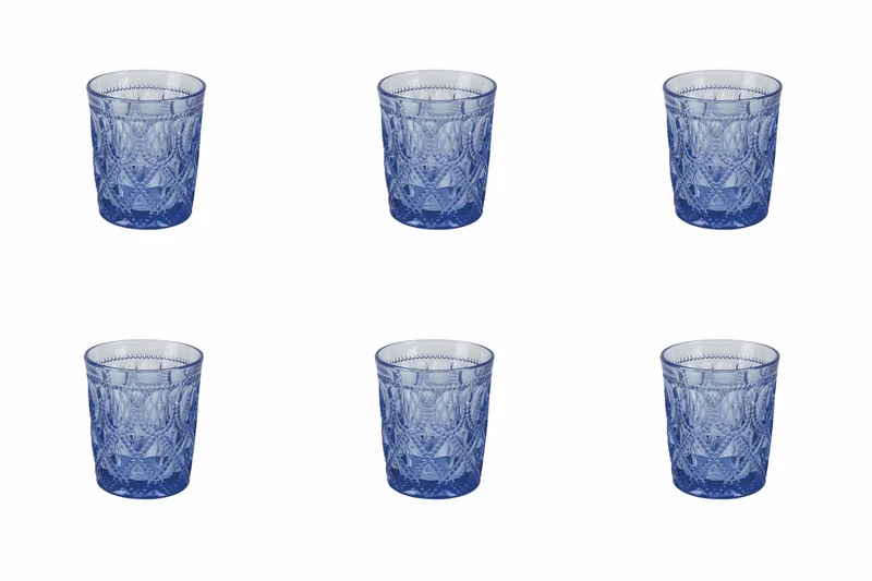 Set 6 Bicchieri Ø8,9x9 cm in Vetro Villa d'Este Home Tivoli Blu