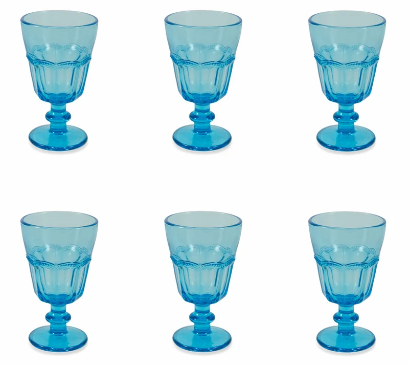 Set 6 Calici Ø8,5x14 cm in Vetro Villa d'Este Home Tivoli Floyd Blu