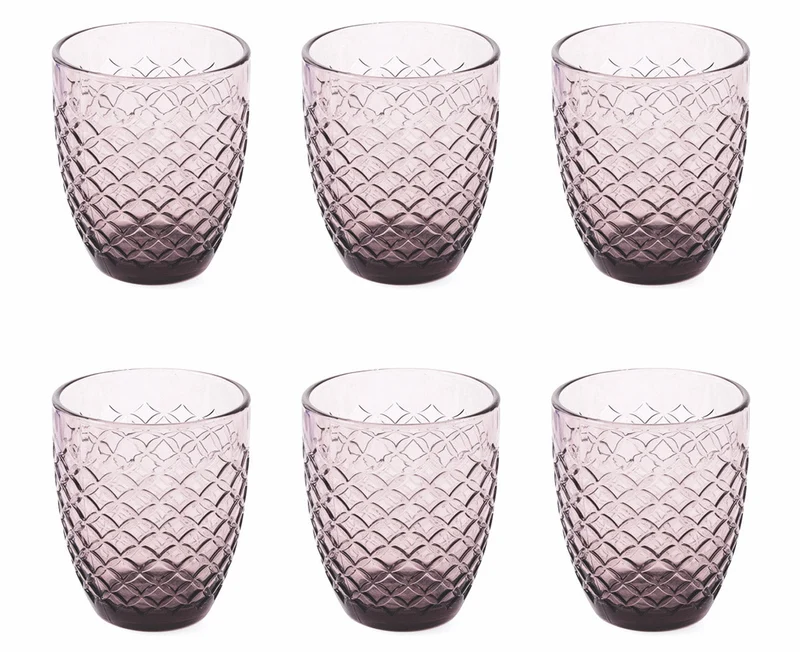 Set 6 Bicchieri Ø8,5x10 cm in Vetro Villa d'Este Home Tivoli Squared Rossi