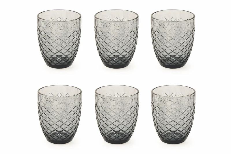 Set 6 Bicchieri Ø8,5x10 cm in Vetro Villa d'Este Home Tivoli Squared Grigi