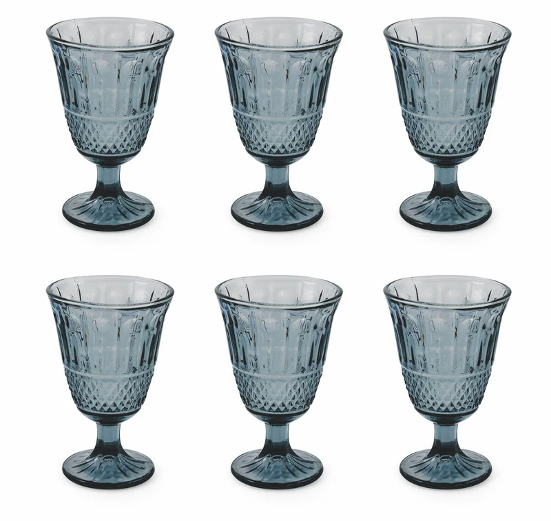 Set 6 Calici Ø8,5x13,8 cm in Vetro Villa d'Este Home Tivoli Elegance Fumè