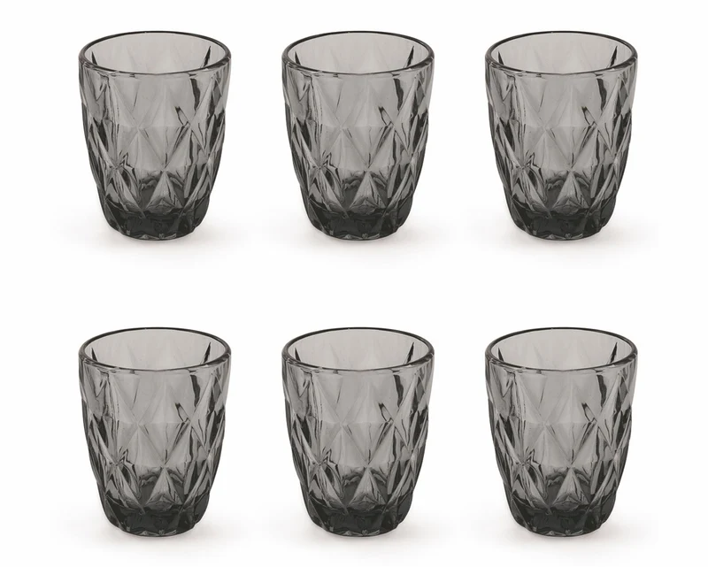 Set 6 Bicchieri Ø8x10 cm in Vetro Villa d'Este Home Tivoli Quarzo Grigio