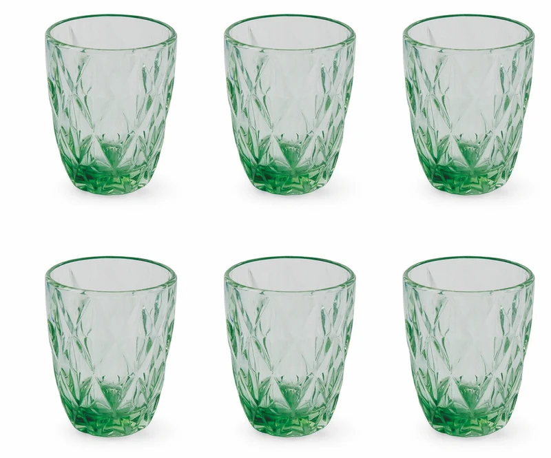 Set 6 Bicchieri Ø8x10 cm in Vetro Villa d'Este Home Tivoli Quarzo Verdi