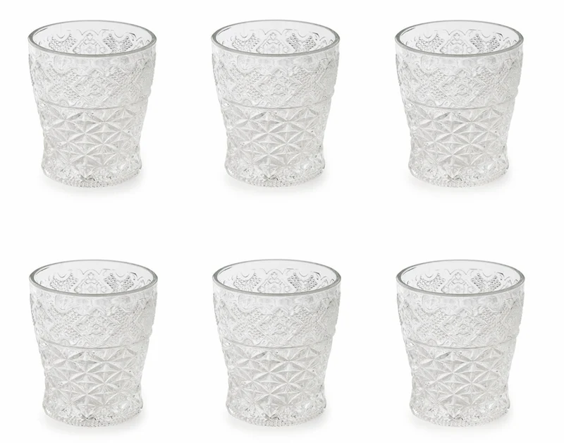 Set 6 Bicchieri Ø8x9 cm in Vetro Villa d'Este Home Tivoli Prisma Trasparenti