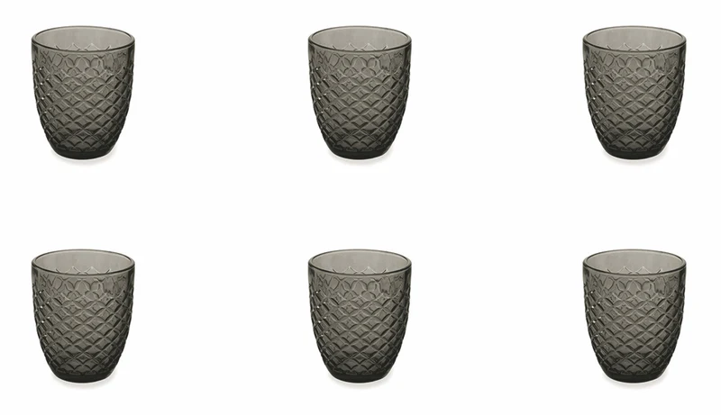 Set 6 Bicchieri Ø8x10 cm in Vetro Villa d'Este Home Tivoli Spiga Neri