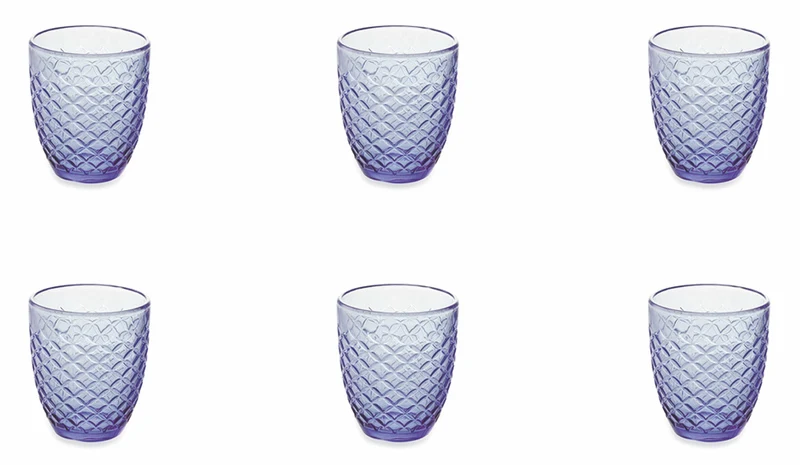 Set 6 Bicchieri Ø8,5x10 cm in Vetro Villa d'Este Home Tivoli Spiga Viola