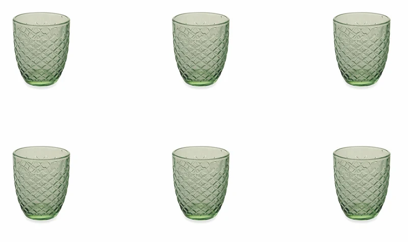 Set 6 Bicchieri Ø8x10 cm in Vetro Villa d'Este Home Tivoli Spiga Verdi