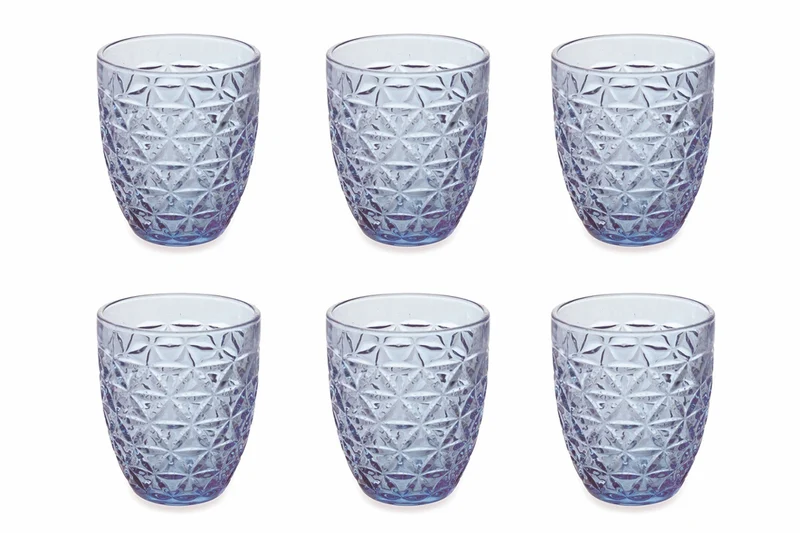 Set 6 Bicchieri Ø8,5x10 cm in Vetro Villa d'Este Home Tivoli Gemma Azzurri