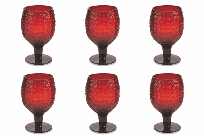 Confezione 6 Calici Vino in Vetro 300ml Villa d'Este Home Tivoli Karma Rossi