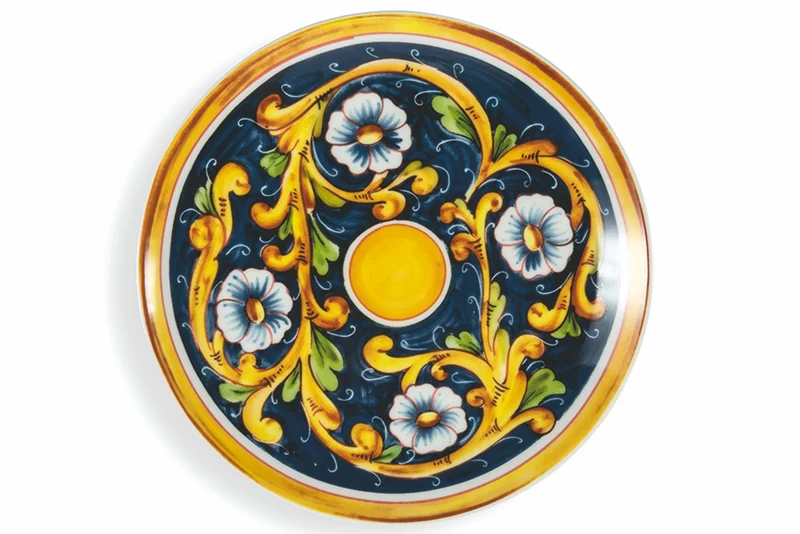 Set 6 Piatti Frutta Ø19 cm in Porcellana Decoro Mediterraneo Villa d'Este Home Tivoli Sicilia