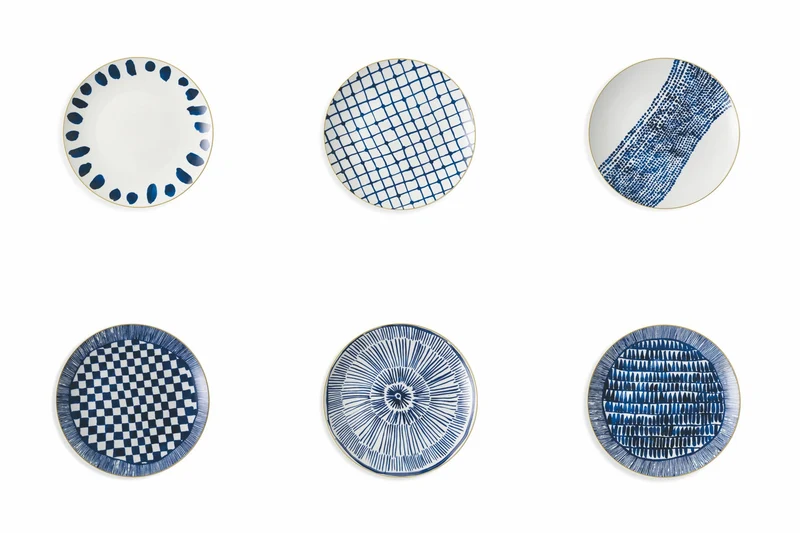 Set 6 Piatti Frutta in Porcellana Decoro Blu Ø19,5 cm Villa d'Este Home Tivoli Masai Blue