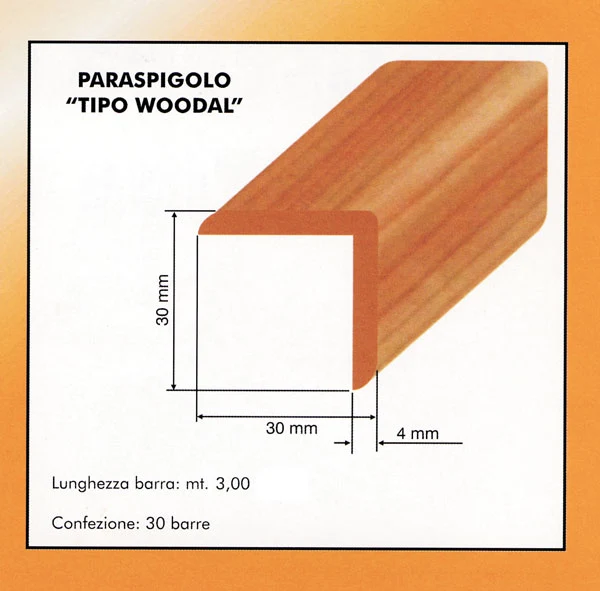 Paraspigolo woodal 30x30 noce scuro