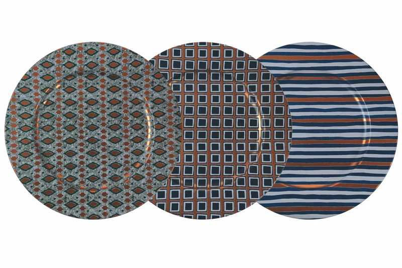 Set 6 Sottopiatti in Metallo Ø33 cm Villa d'Este Home Tivoli Geometric
