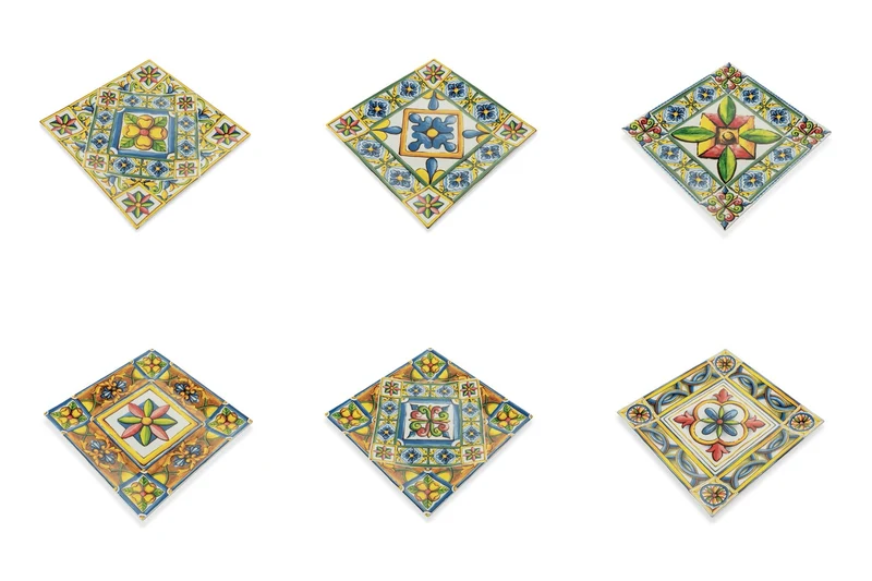 Set 6 Piatti Quadrati in Porcellana 30x30 cm Villa d'Este Home Tivoli Costiera