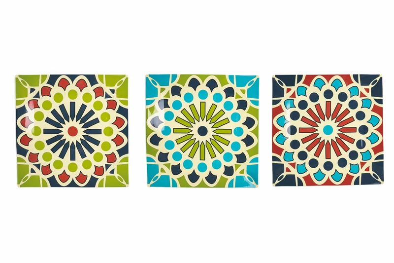 Set 6 Piatti Piani Quadrato in Porcellana 30 cm Villa d'Este Home Tivoli Agadir