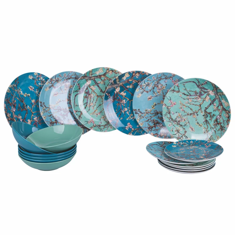 Servizio Piatti 18 Pezzi in New Porcellana e Gres Villa d'Este Home Tivoli Japanese Dream Blue