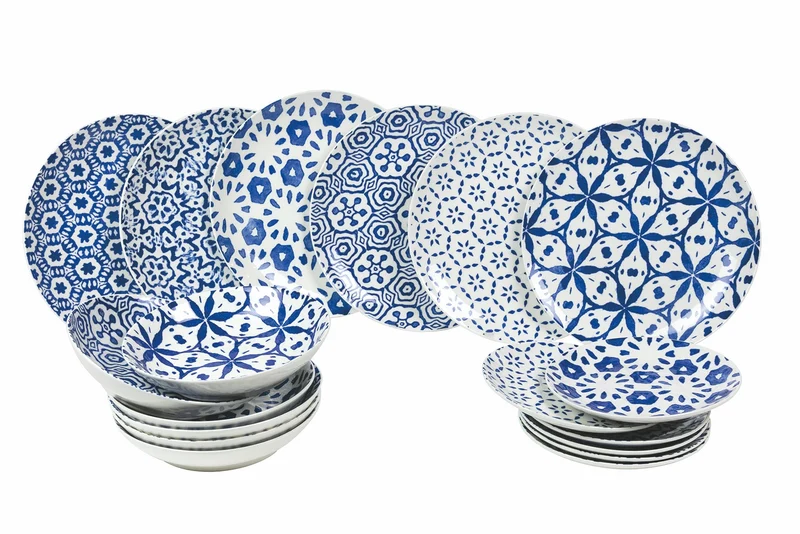 Servizio Piatti 18 Pezzi in Porcellana 6 Posti Tavola Diversi Villa d'Este Home Tivoli Dark Bodrum