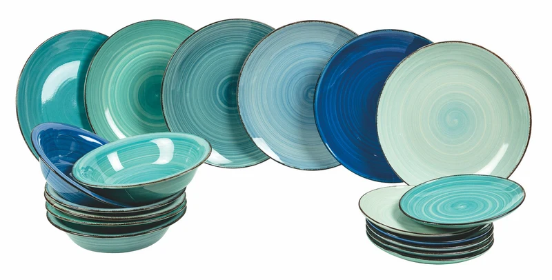 Servizio Piatti 18 Pezzi in Hard Dolomite Multicolor Villa d'Este Home Tivoli Baita Acqua