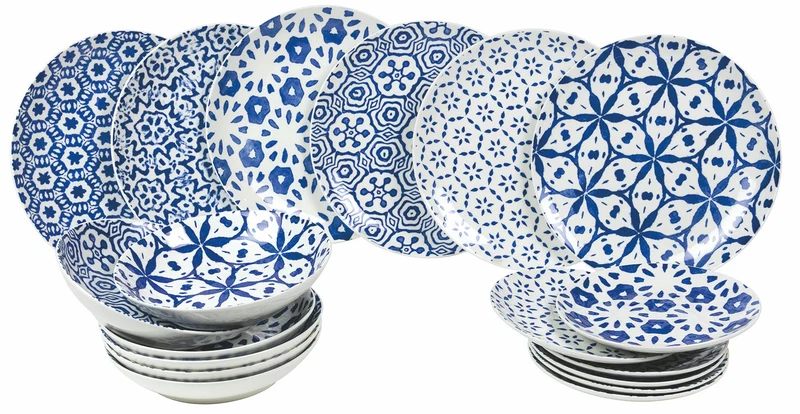 Servizio Piatti 18 Pezzi in Porcellana Villa d'Este Home Tivoli Dark Bodrum Blu