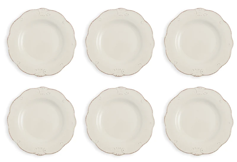 Set 6 Piatti Piani Ø27,7x3 cm in Gres Villa d'Este Home Tivoli Duchessa Bianchi