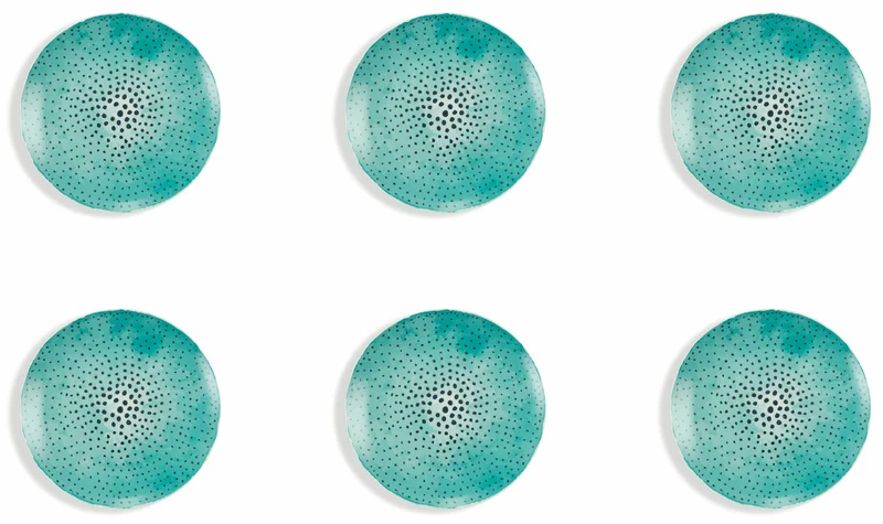 Set 6 Piatti Piani Ø27x2,5 cm in Porcellana Villa d'Este Home Tivoli Marea Dots
