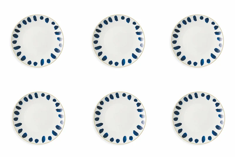 Set 6 Piatti Piani Ø27x3 cm in Porcellana Villa d'Este Home Tivoli Masai Dots