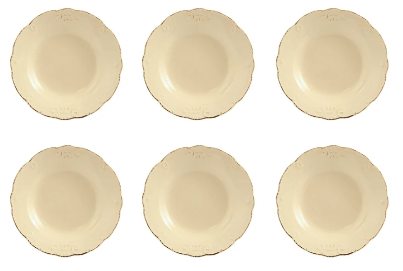 Set 6 Piatti Fondi Ø23x4 cm in Gres Villa d'Este Home Tivoli Duchessa Gialli