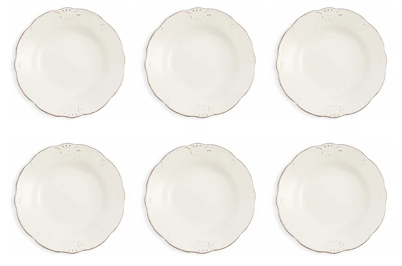 Set 6 Piatti Fondi Ø23x4 cm in Gres Villa d'Este Home Tivoli Duchessa Bianchi