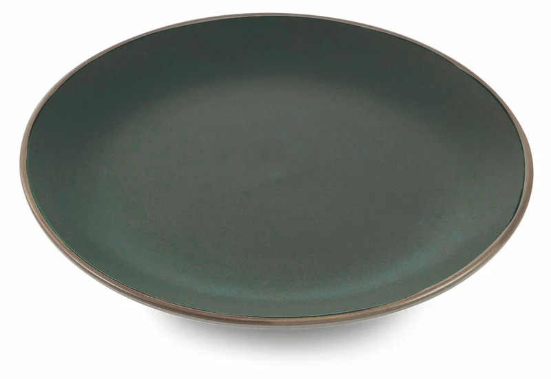 Set 6 Piatti Piani Ø26,7x3 cm in Gres Villa d'Este Home Tivoli Kora Light Grigio Scuro
