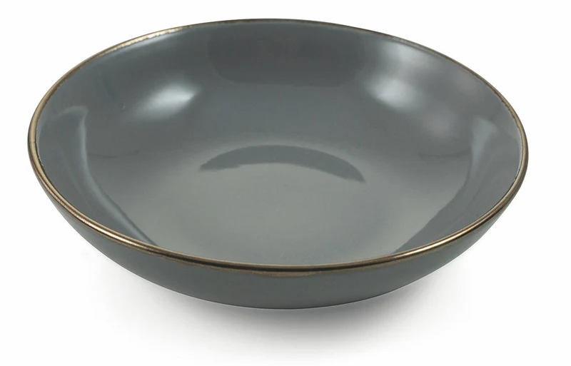 Set 6 Piatti Fondi Ø20x5 cm in Gres Villa d'Este Home Tivoli Royal Passion Grigio Scuro