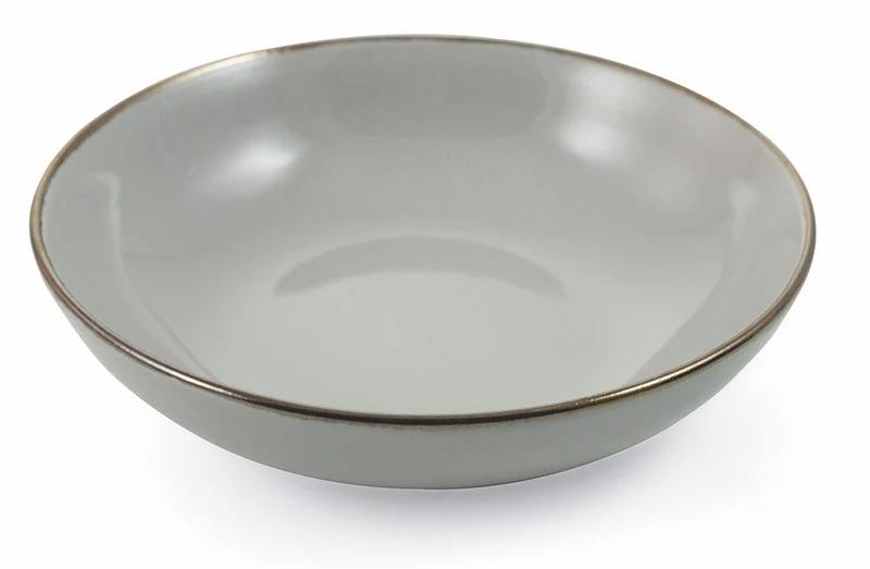 Set 6 Piatti Fondi Ø20x5 cm in Gres Villa d'Este Home Tivoli Royal Passion Grigio Chiaro